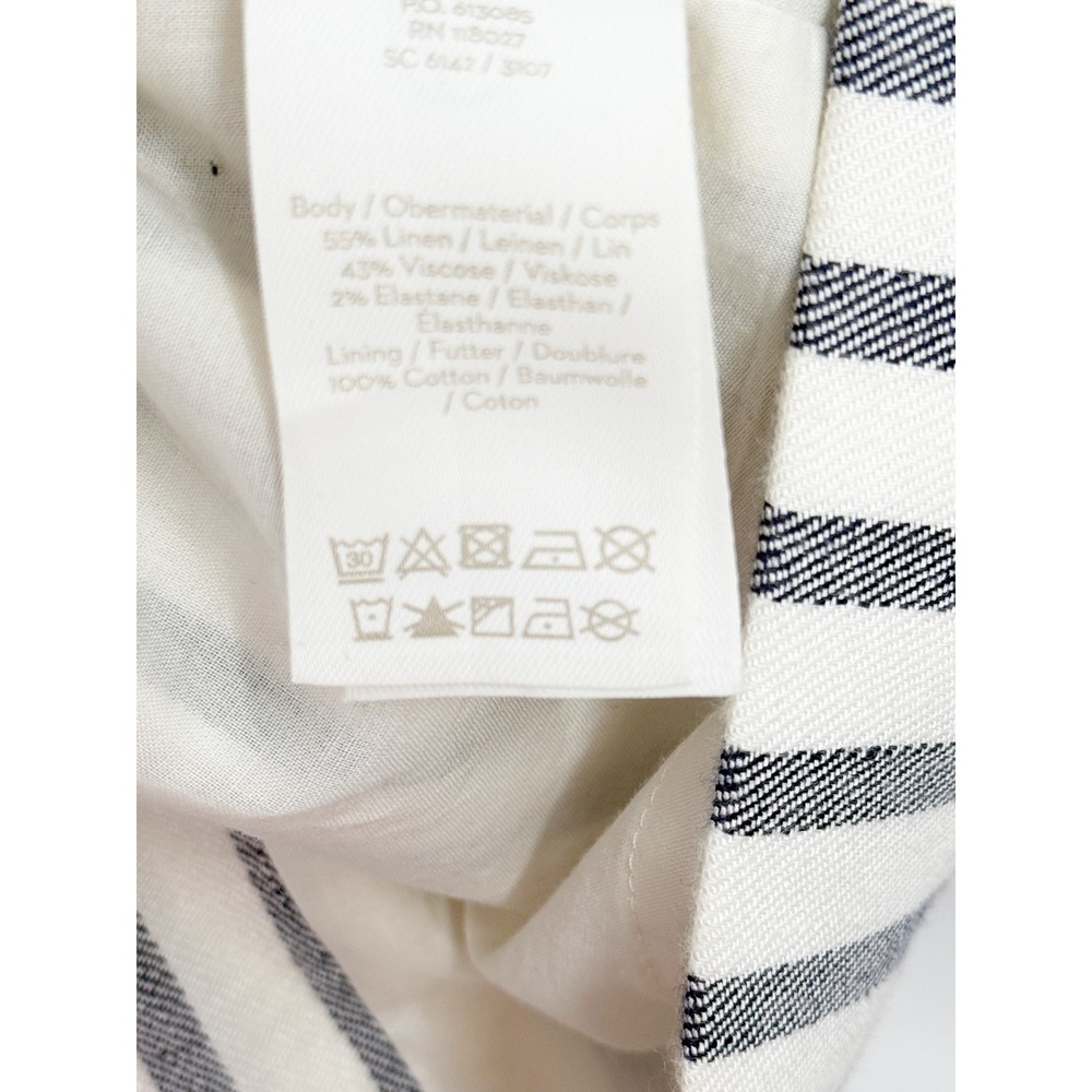 Boden Maggie Ivory Navy Blue Striped Linen Blend Sheath Midi Dress size 2 - Picture 11 of 13